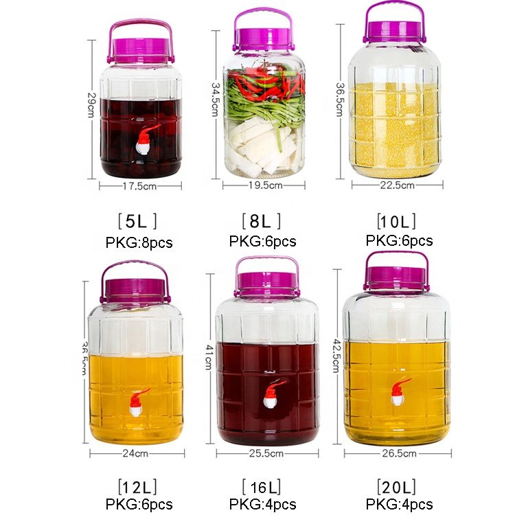 Bình thủy tinh quai xách 10 lít không vòi