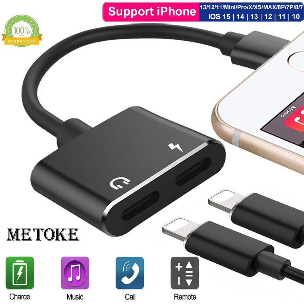 Dây Cáp Chia Cổng Sạc Và Tai Nghe Chơi Game PUBG Cho Iphone 13 12 11 Pro XS MAX 8 7 Plus