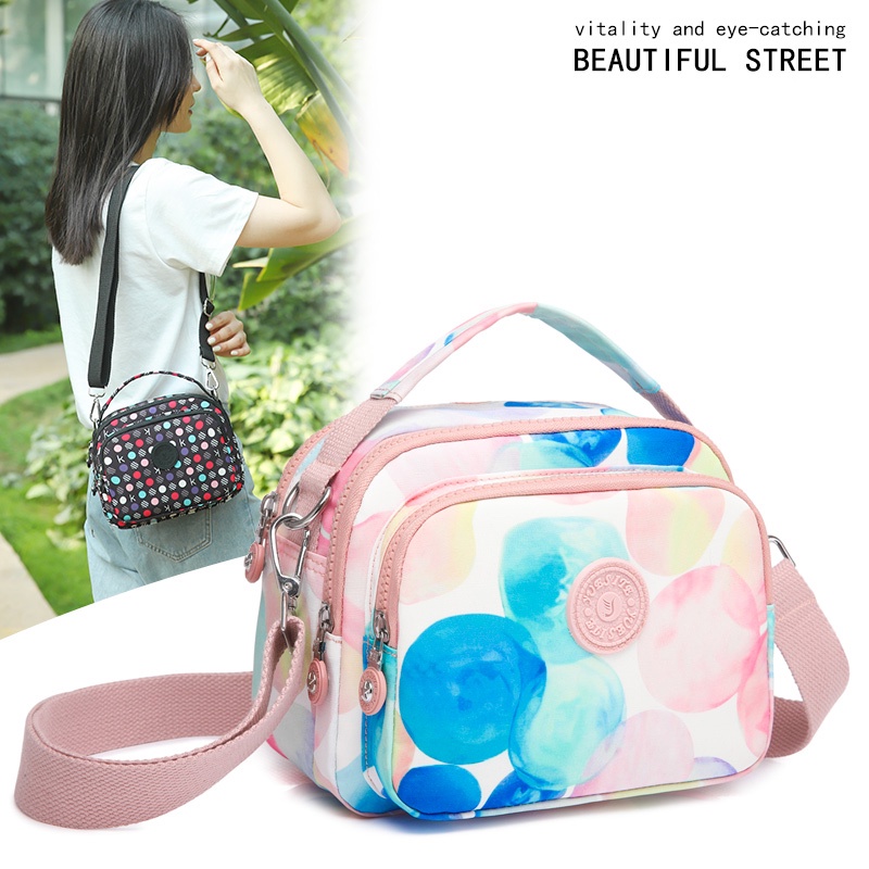 Túi Đeo Một Bên Vai Nhiều Ngăn Màu Sắc Có Khóa Kéo Dành Cho Nữ