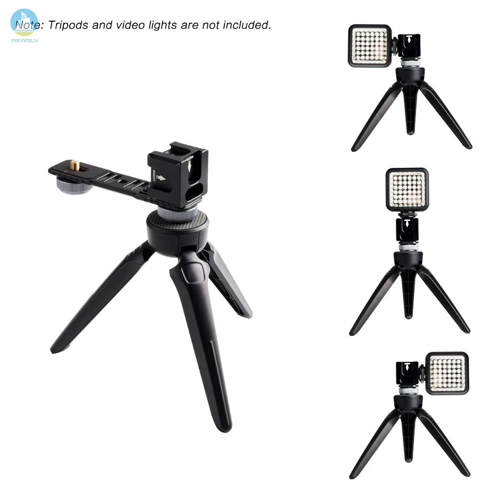 MI   Universal Aluminium Alloy Gimbal Extention Bar Bracket Adapter with 4 Cold Shoe Mount 1/4 Inch Screw Adapter for LED Video Light Microphone for Zhiyun Smooth Series FeiyuTech Vimble 2 DJI Osmo Mobile 2 Gimbal Handheld Stabilizer Accessories