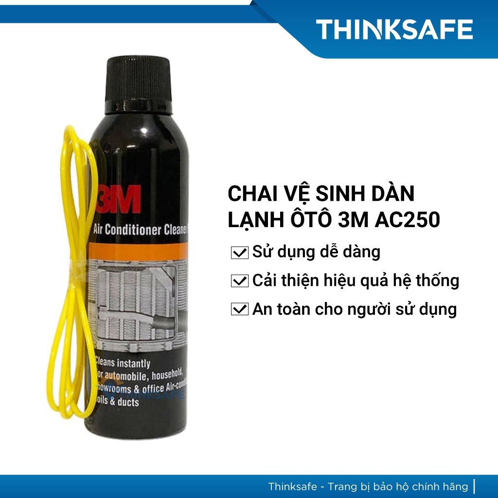 Chai xịt vệ sinh hệ thống điều hòa ô tô 3M 89227 250ml, làm sạch bụi bẩn và khử mùi - Thinksafe