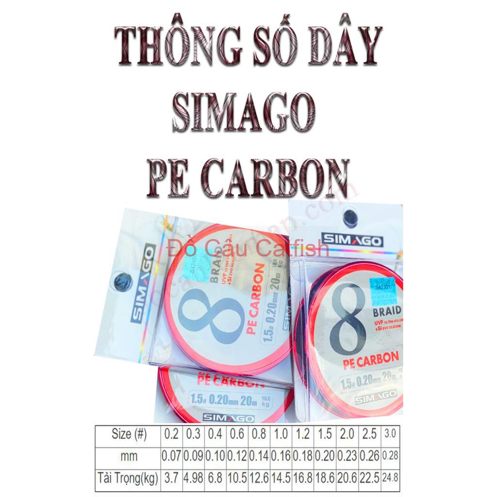 Dây PE lõi Carbon Chống rối Simago 30m Siêu Chắc -dây simago siêu bền làm thẻo-SIMAGO