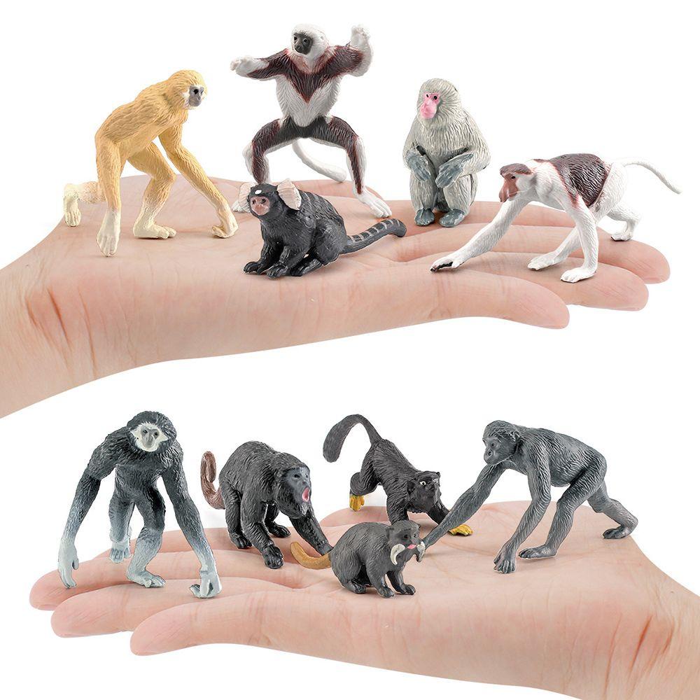 Bộ 10 Đồ trang trí Khỉ Gibbon Marmoset Bonobo Sống Động Như Thật