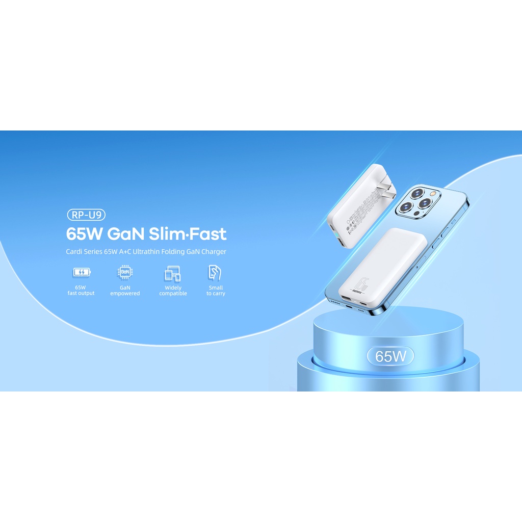 Củ sạc nhanh REMAX RP-U9 65w GaN chính hãng REMAX - Bảo hành 12 tháng 1 đổi 1