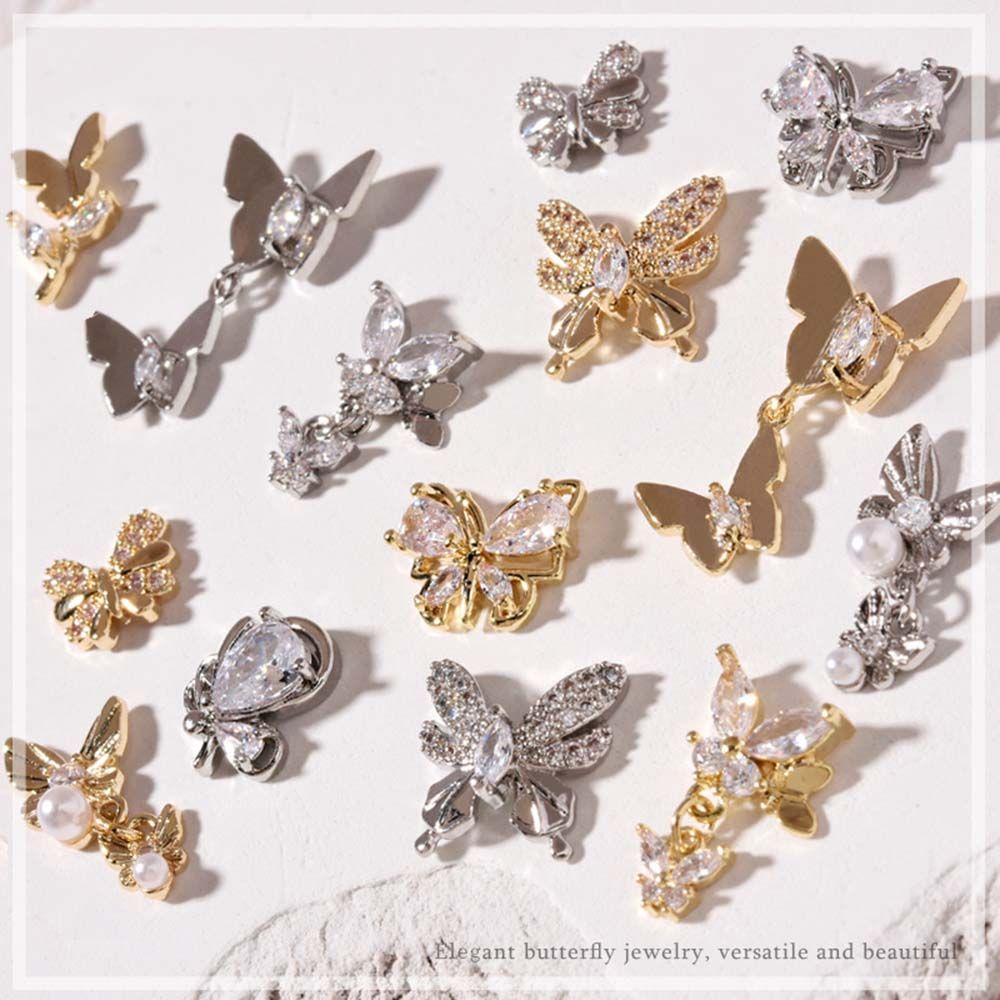 Phụ Kiện Trang Sức Trang Trí Móng Nghệ Thuật Hình Bươm Bướm 3d Đính Ngọc Trai Nhân Tạo Sang Trọng