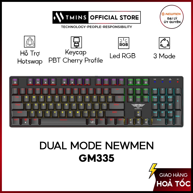 Bàn phím cơ không dây Dual Mode Newmen GM335 - Wirless,Type-C,Hotswap - Hàng chính hãng