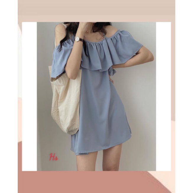 Đầm 2 Dây Trễ Vai Ngực Bèo