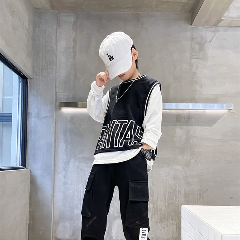 Áo thun Cotton dáng rộng giả hai lớp thời trang cho bé