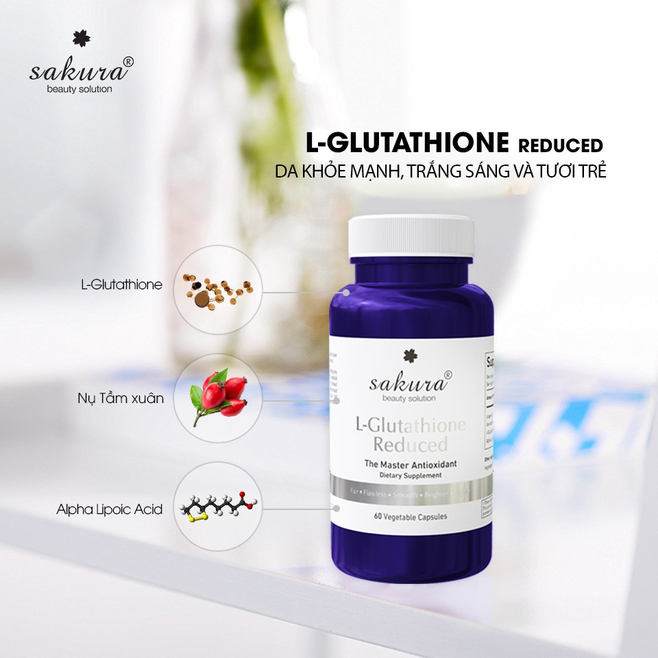 Sakura L- Glutathione Reduced - Viên uống trắng da, giảm nám, bổ sung Collagen giúp đẹp da và ngăn ngừa lão hoá -60 viên | BigBuy360 - bigbuy360.vn