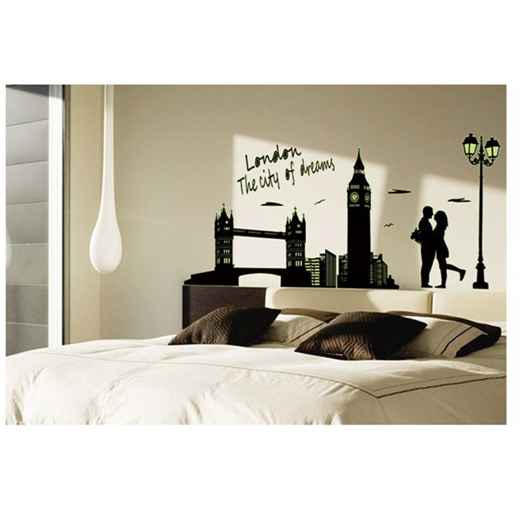 Decal dán tường Dạ quang ⚡ FREESHIP ⚡ London trang trí phòng ngủ sang trọng Decal AmyShop tại HCM