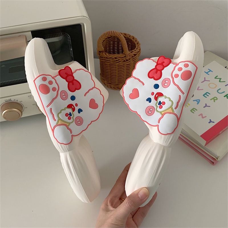Oeggeo shop Dép Đi Trong Nhà Nắp Lật Họa Tiết Thỏ Hoạt Hình Cho Nữ