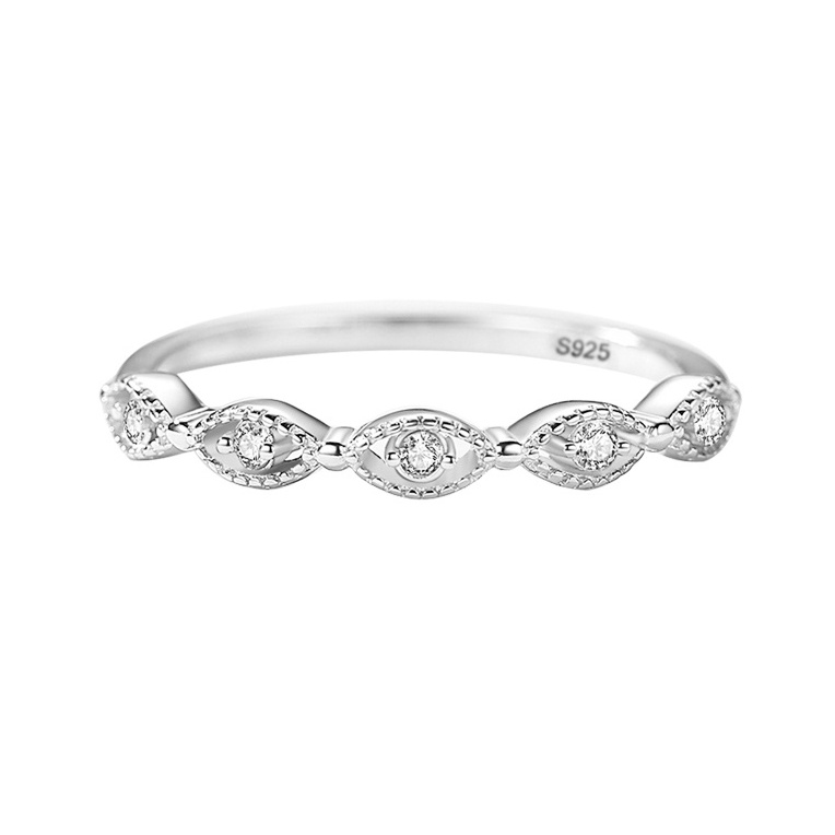 Nhẫn Đá Trắng Dải Nhỏ Thời Trang Âu Mỹ Nhẹ Nhàng Lịch Thiệp N2652 Bảo Ngọc Jewelry