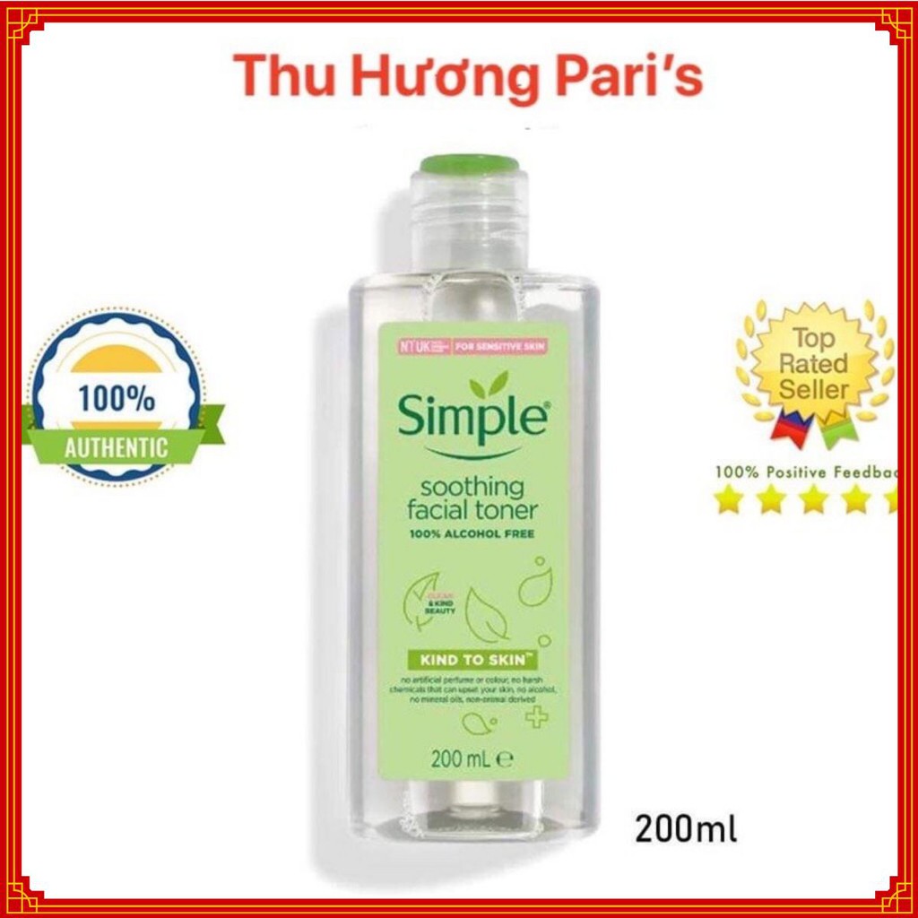  Toner Simple Soothing Facial cho da nhạy cảm và da dễ nổi mụn 200ml - Toner simple