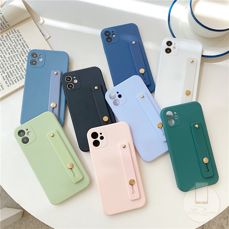 Ốp điện thoại màu kẹo trơn có quai cầm tay cho iPhone 11 iPhone 7plus 8plus iPhone 11