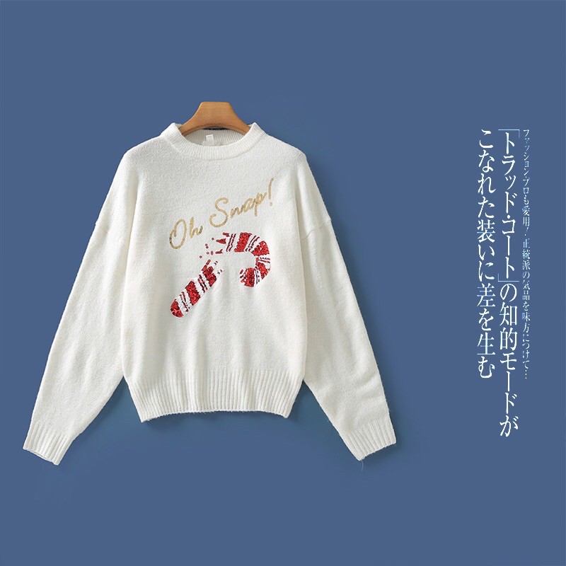 Áo len trắng HM Oh Snap