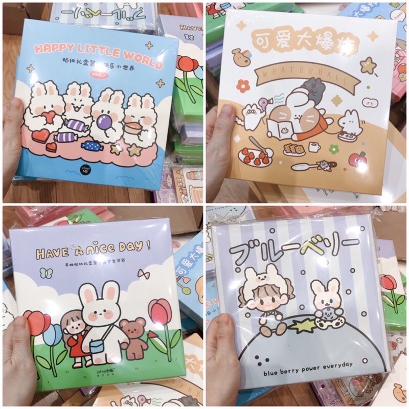 Tách lẻ 25 tờ từ hộp stickers 100 tờ dễ thương (mua 4 kèm hộp)