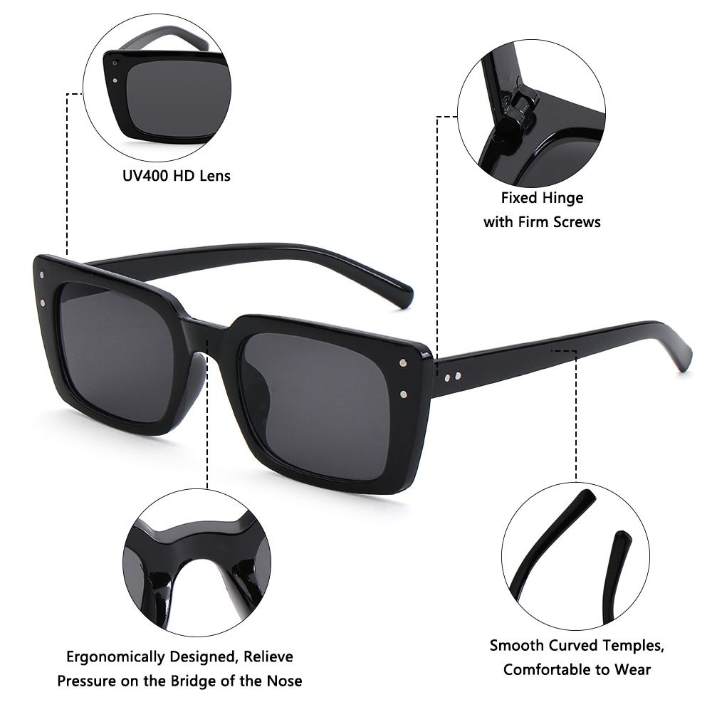 Kính mát hình chữ nhật chống tia UV400 phong cách cổ điển thời trang cho nữ