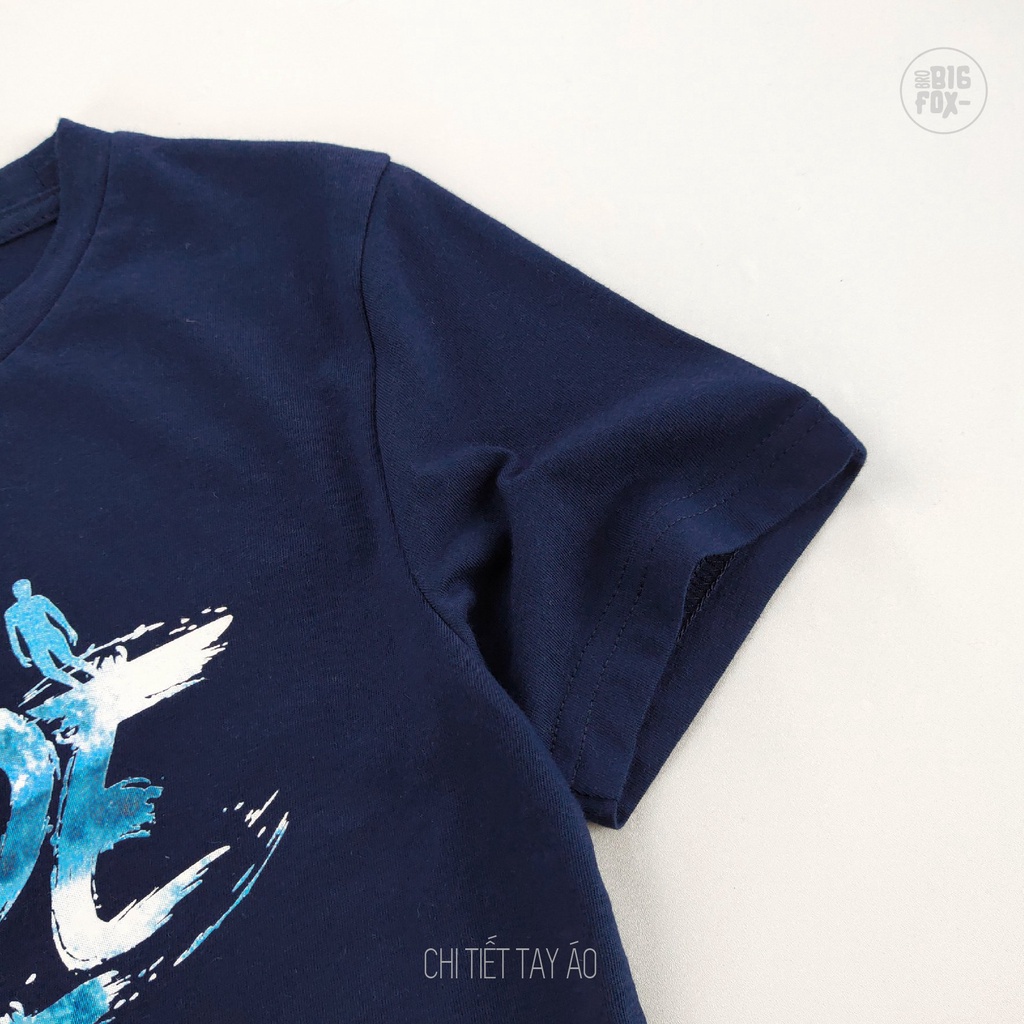 Áo Thun Bé Trai Size Đại Bigfox, Áo Phông Trẻ Em Mùa Hè In Hình Ride The Wave, Chất Cotton Xuất Khẩu 7-11 Tuổi