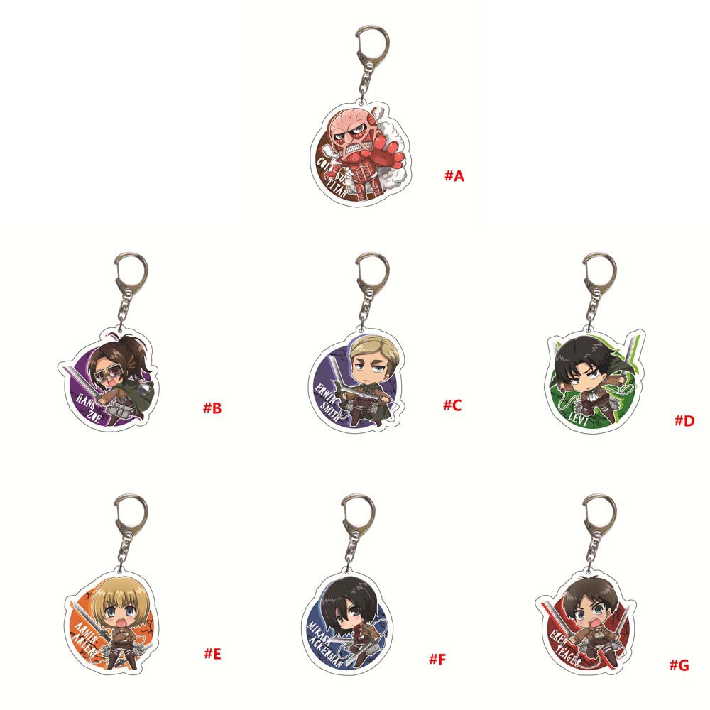 Móc Chìa Khóa Hai Mặt Hình Anime Attack On Titan Dễ Thương
