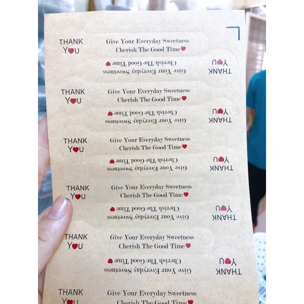Set 100 tem dán Thank you giấy kraft ngẫu nhiên, giấy dán niêm phong,…