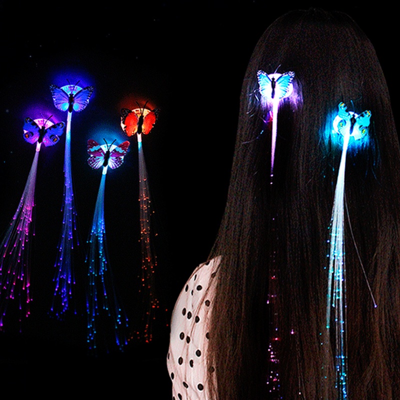 Kẹp Tóc Hình Bướm Có Đèn Led Màu Cầu Vồng Xinh Xắn