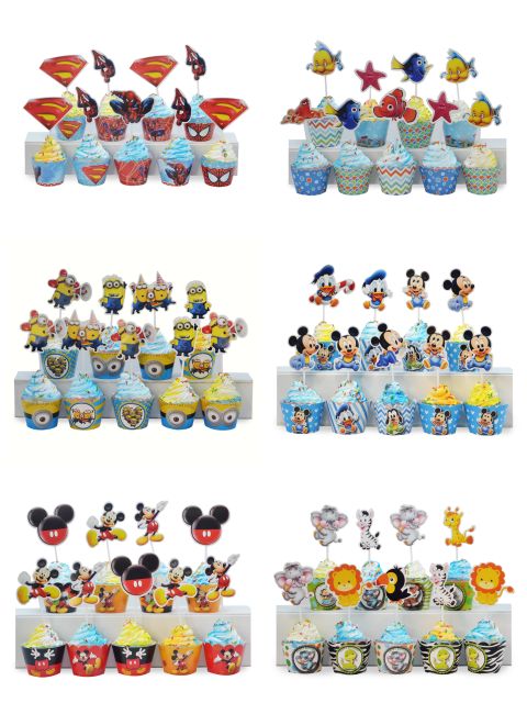 Tem cắm bánh cupcake nhiều mẫu set 6 cái