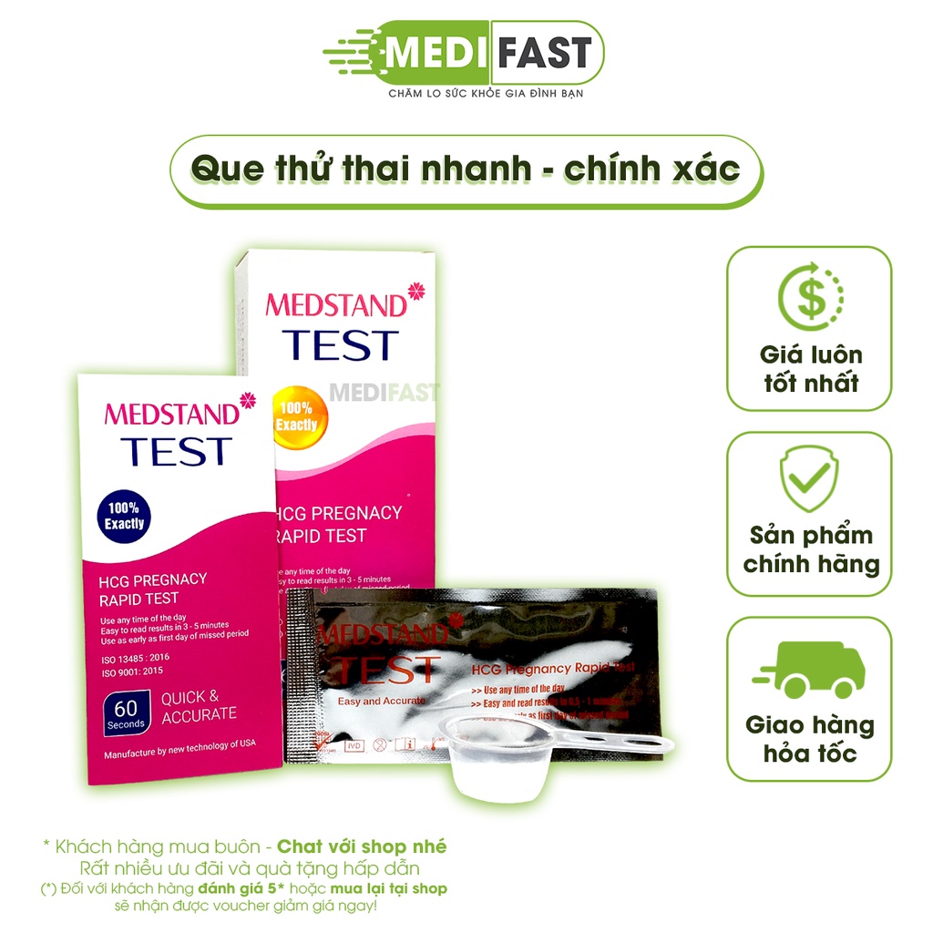 Que thử thai Medstand Test - Nhanh - Chính xác Thử Thai Sau 7 Ngày Quan Hệ Độ Nhậy Cao - Tiện lợi