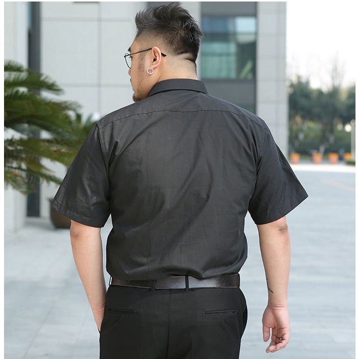 Áo Sơ Mi Tay Ngắn Dáng Rộng Màu Trơn Thời Trang Công Sở Cho Nam 80-175KG