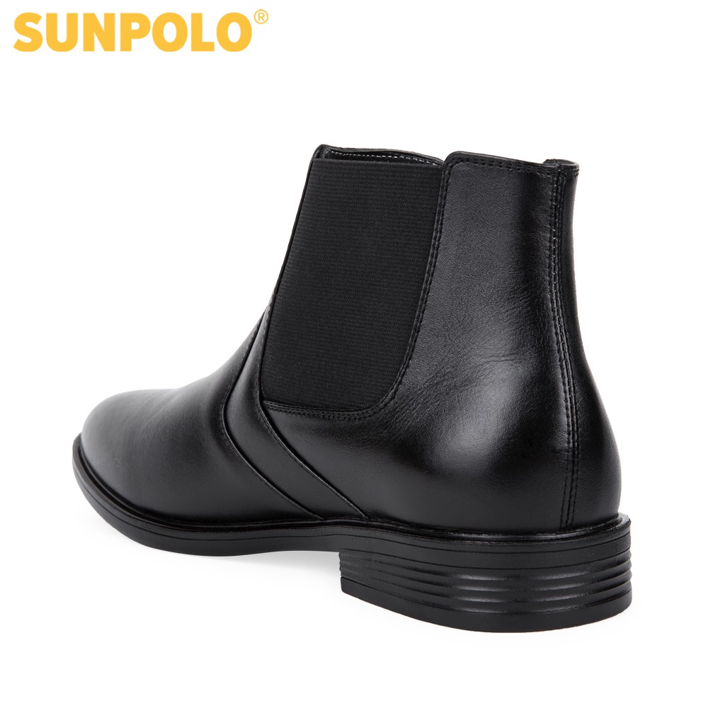 [Mã BMBAU300 giảm 7% đơn 499K] Giày Boots Nam Cổ Cao Da Bò SUNPOLO Đen - BOOT01