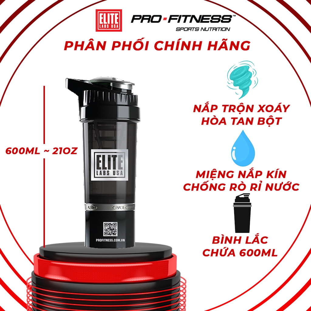 Bình đựng nước cao cấp Elite Labs USA - Bình nước Smart Shaker tiện lợi, phong cách (Bình 600ml)