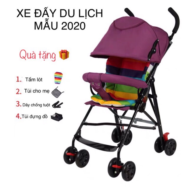 (GIẢM 30K- NHẬP MÃ MKBCMEBE10) XE ĐẨY DU LỊCH DÁNG DÀI CHO BÉ MÁI CHE FULL( Kèm đệm lót)