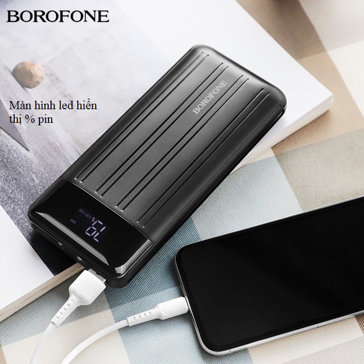 Pin Dự Phòng Borofone Model BT21A Màn Hình LCD 2 Cổng USB Có Đèn Pin Dung Lượng 20000mAh