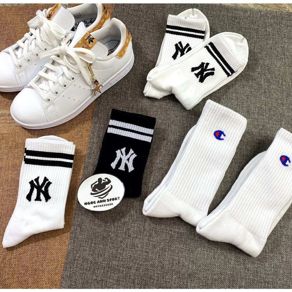 Tất NY MLB, Champion - Tất vớ Puma thể thao cổ cao chất liệu cotton thấm hút mồ hôi, hotrend cho cả nam và nữ