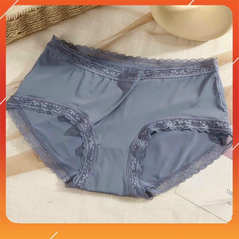 Quần lót nữ lụa tàng hình cao cấp kháng khuẩn mềm mại thoáng mát mix ren siêu xinh Q3920