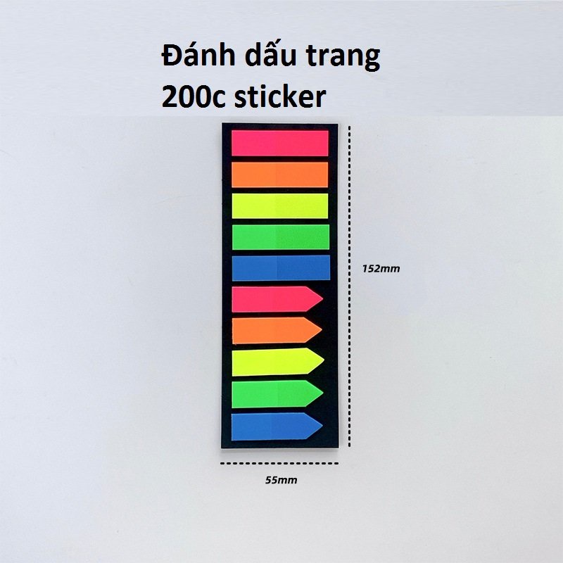 Set 200 miếng dán đánh dấu trang sách nhiều màu có sẵn