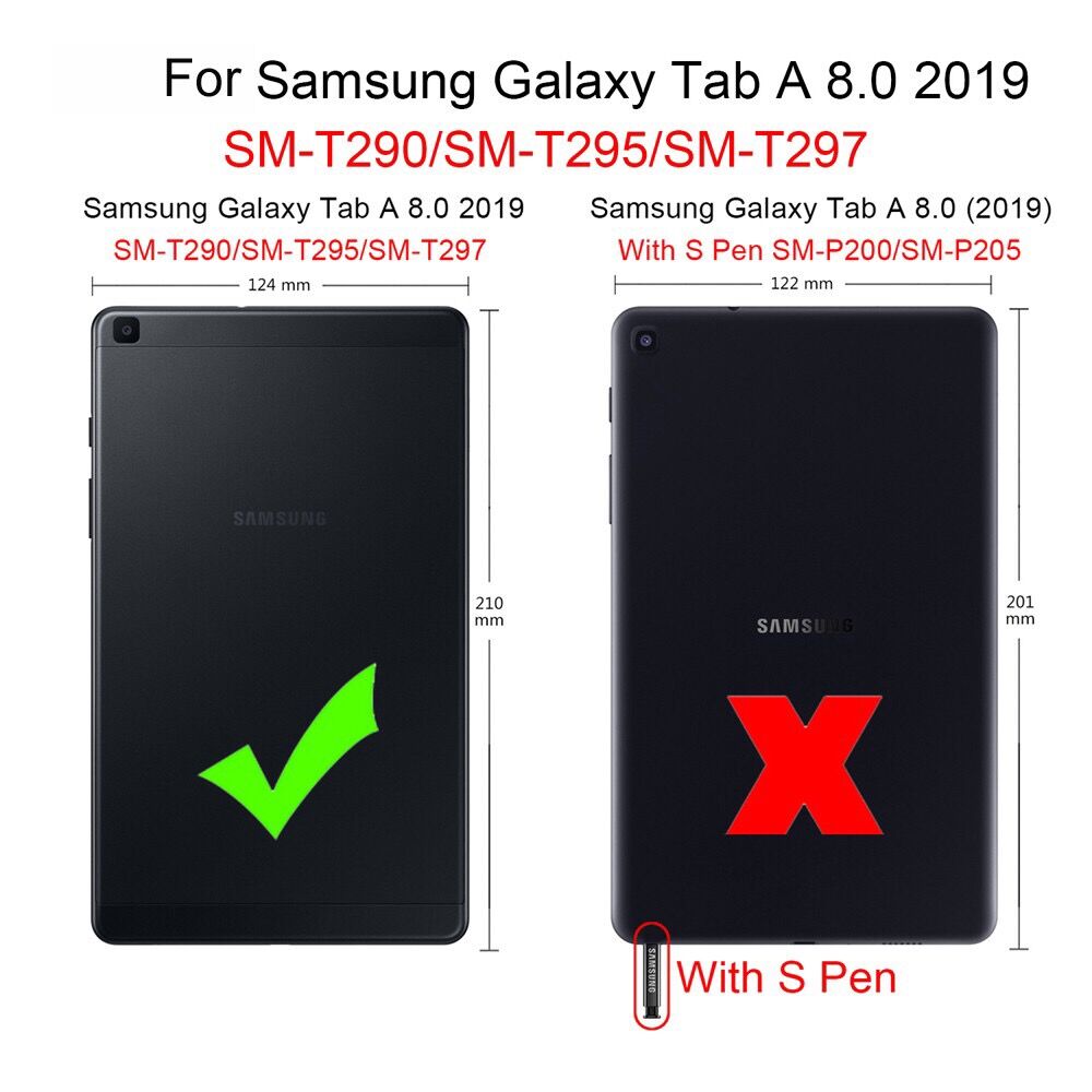 Bao Da Nắp Gập Màu Trơn Cho Samsung Galaxy Tab A 8.0 2019 T290 T295 T297