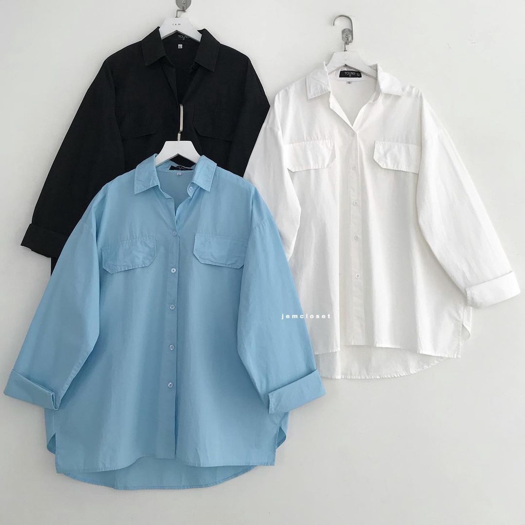 Áo Sơ Mi Nữ Form Rộng JEM CLOSET Áo Sơ Mi Tay Dài ONLY Thiết Kế Đuôi Tôm Nhiều Màu Phong Cách Thời Trang Năng Động 10265