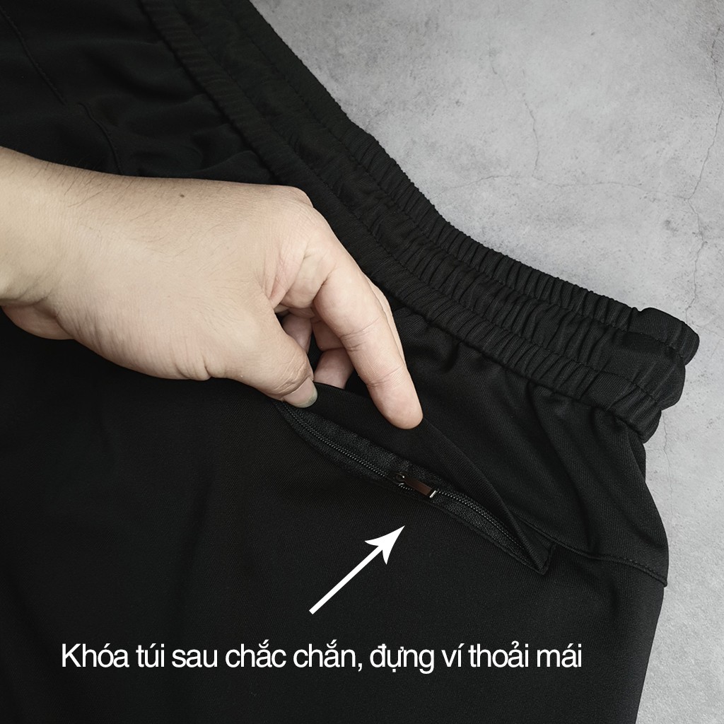 Quần Short thun nam trơn, khóa kéo chống nước cao cấp phom (45-85kg)