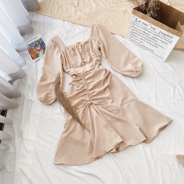 Đầm suông rút eo tay phồng🌷 Đầm dự tiệc | BigBuy360 - bigbuy360.vn