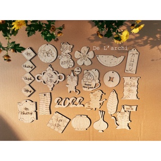 Bộ trang trí Tết mộc chưa tô màu