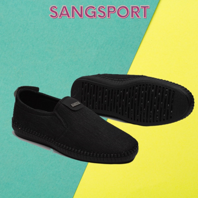 Giày lười vải jean nam màu đen đế khâu chắc  X86fashion-VJEAN01