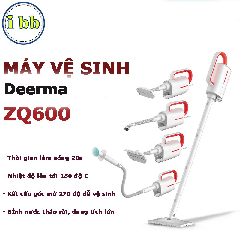 Máy hút bụi làm sạch bằng hơi nước Deerma ZQ600 diệt tiêu vi khuẩn đến 99%, làm mới sopha đệm nằm [có bảo hành]