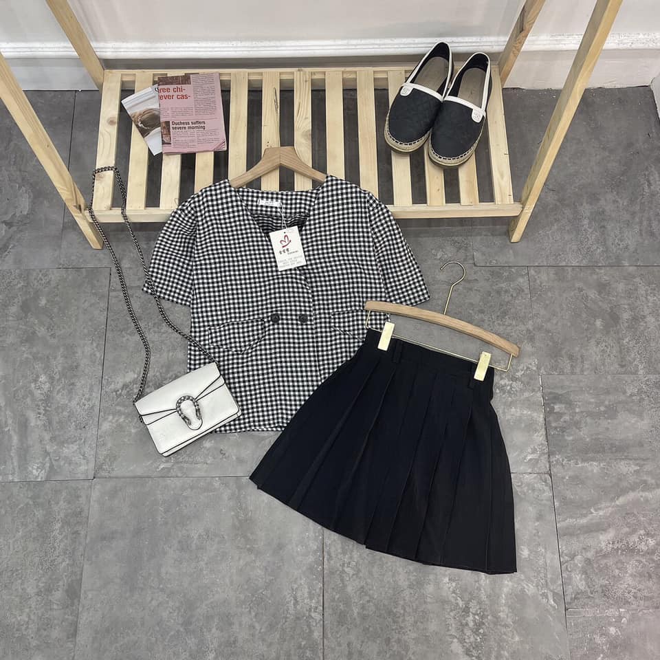 Set  áo Vest + Cv xoè xếp ly | BigBuy360 - bigbuy360.vn