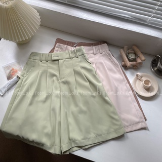 Quần shorts vải lửng cạp cúc lệch lưng chun