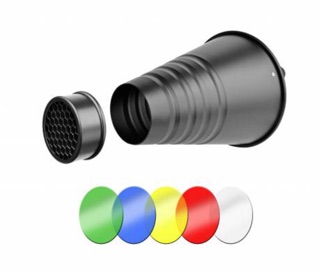 Ống Snoot gom sáng cho đèn studio kèm filter màu