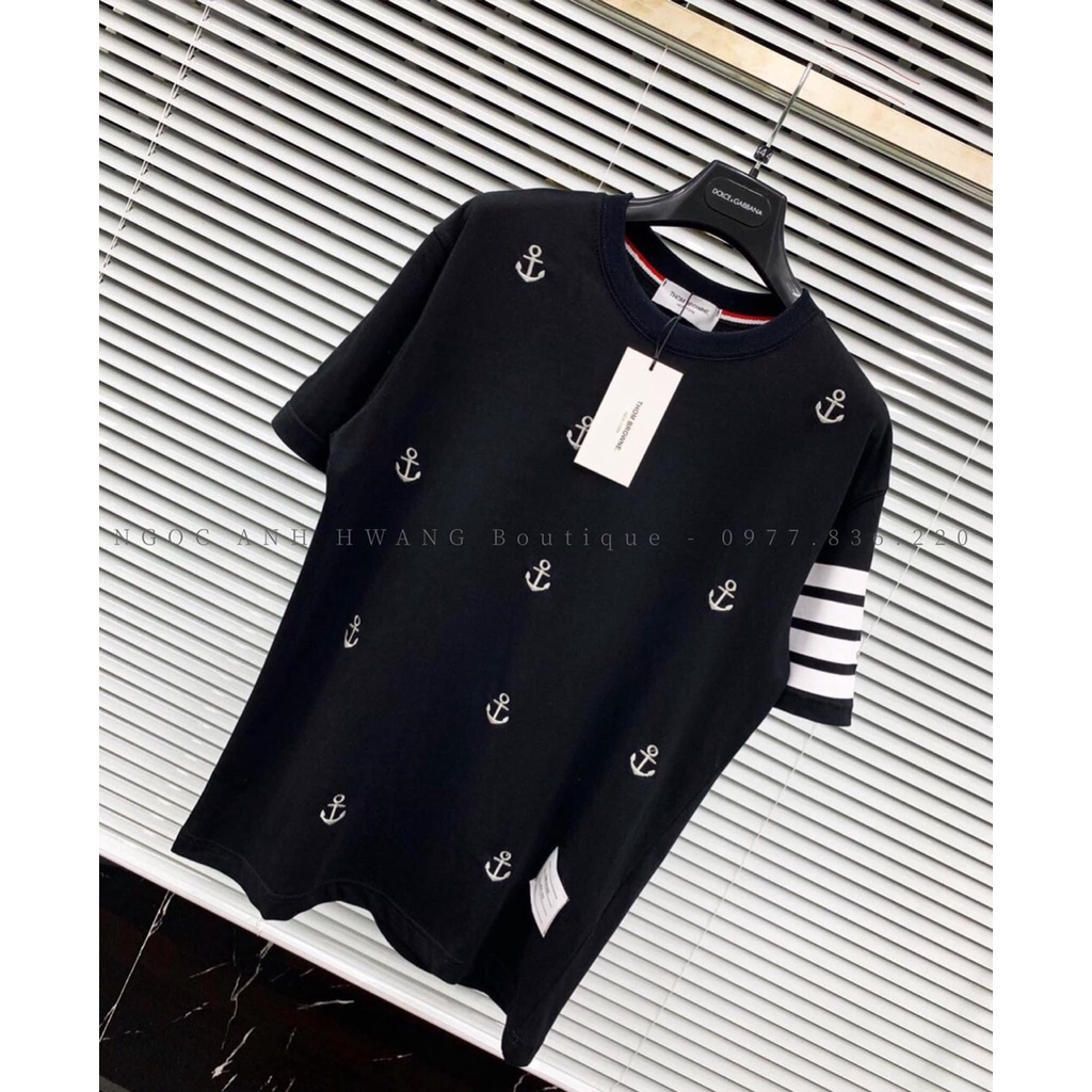 Áo Thun Thom Mỏ Neo 4 Sọc Viền Tay Lỡ unisex siêu hot 2022 - ZADOLA FASHION