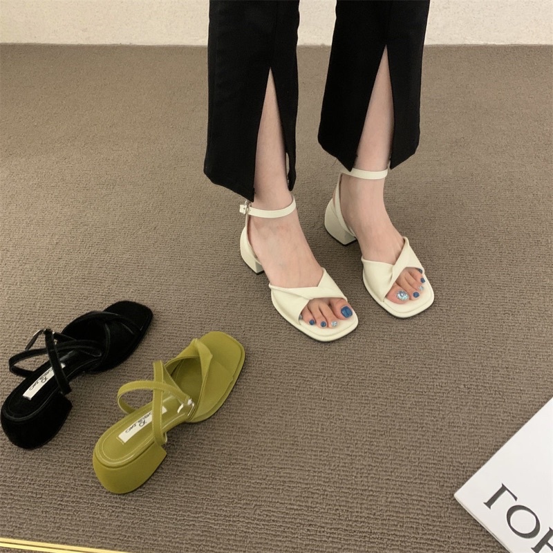 Giày Sandal Cao Gót Cài Khóa Đính Nơ Phong Cách Thời Trang Hàn Quốc Hàng Mới Dành Cho Nữ 2022