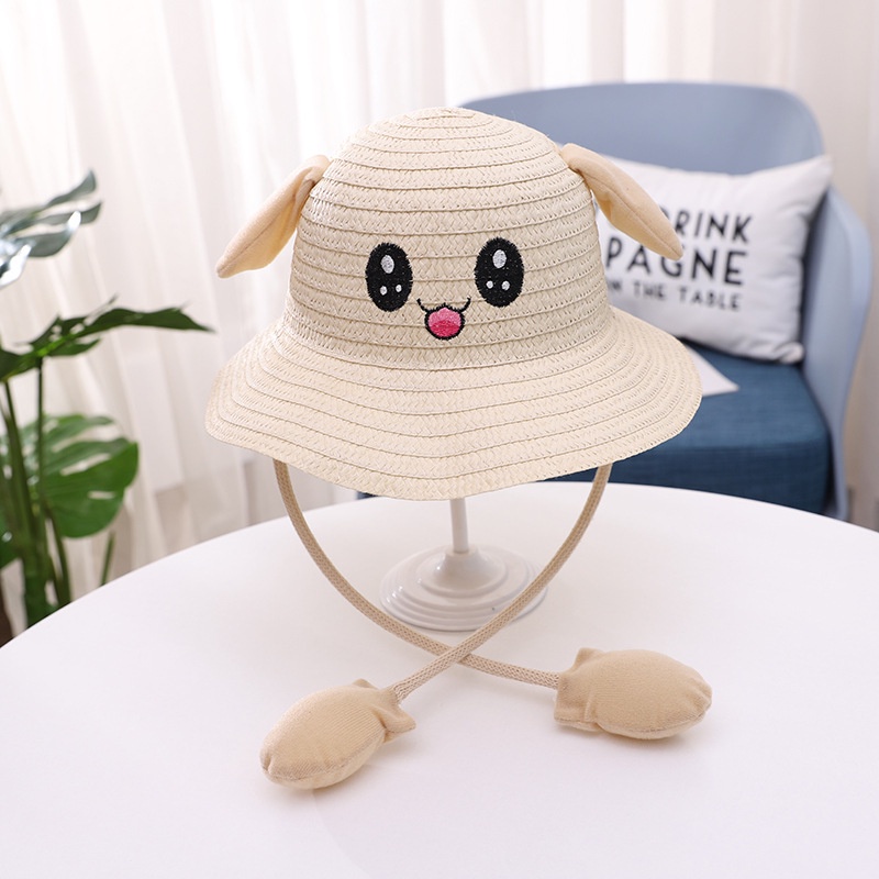 Mũ Cói Chống Nắng Kèm Tai Chuyển Động Thời Trang Mùa Hè Cho Bé