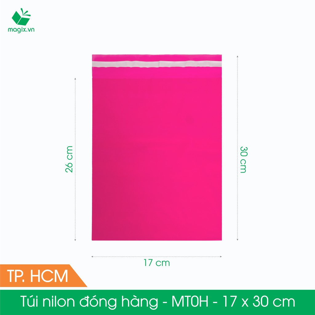 MT0H - 17x30 cm - Túi nilon gói hàng - 500 túi niêm phong đóng hàng màu hồng