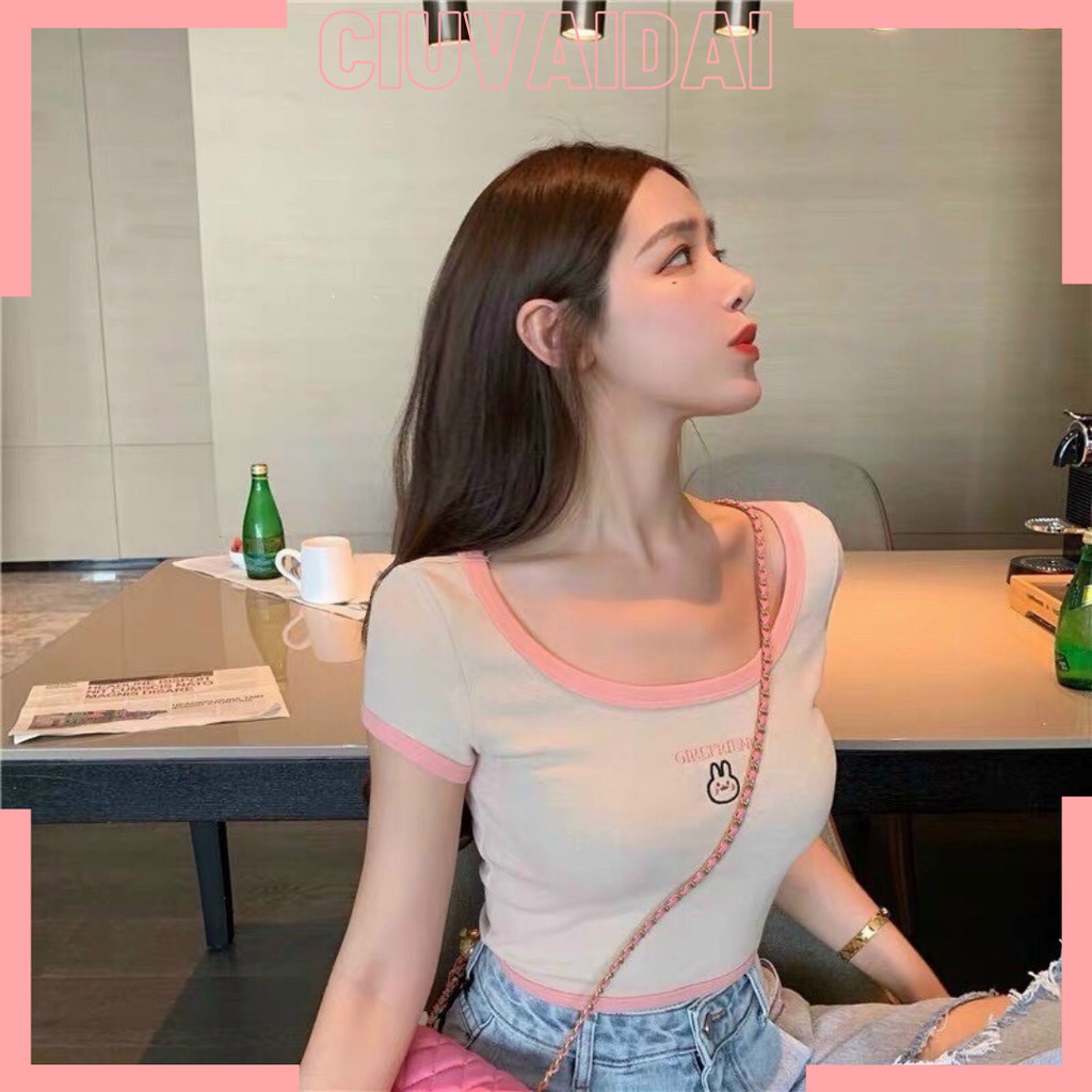 Áo croptop thỏ cony thêu siêu hot trend ( có ảnh thật )